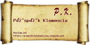 Püspök Klemencia névjegykártya
